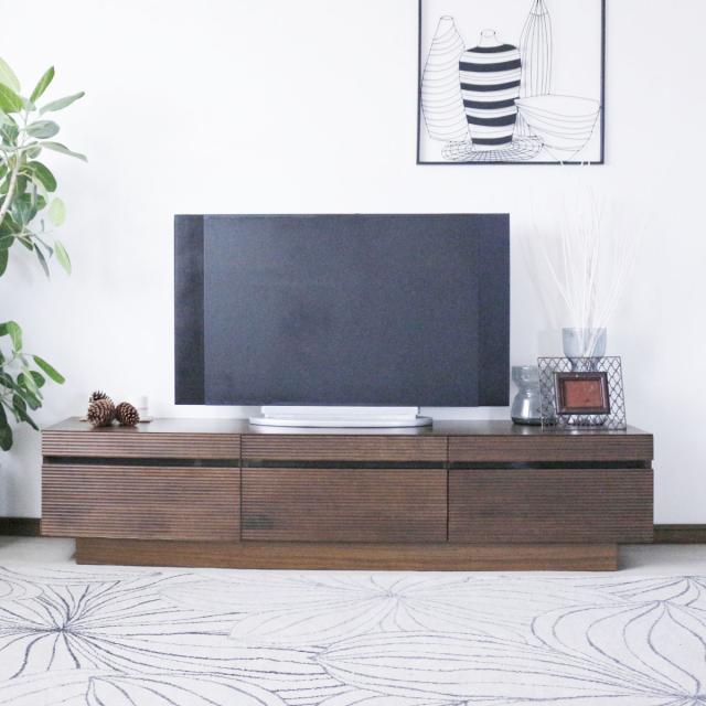 テレビ台 幅166.5cm 背面化粧 リモコンOK 天然木 完成品 （ ローボード 引出し ラック 棚 収納 フロート風 リビングボード フルオープンレール ナチュラル ウォールナット ）_6