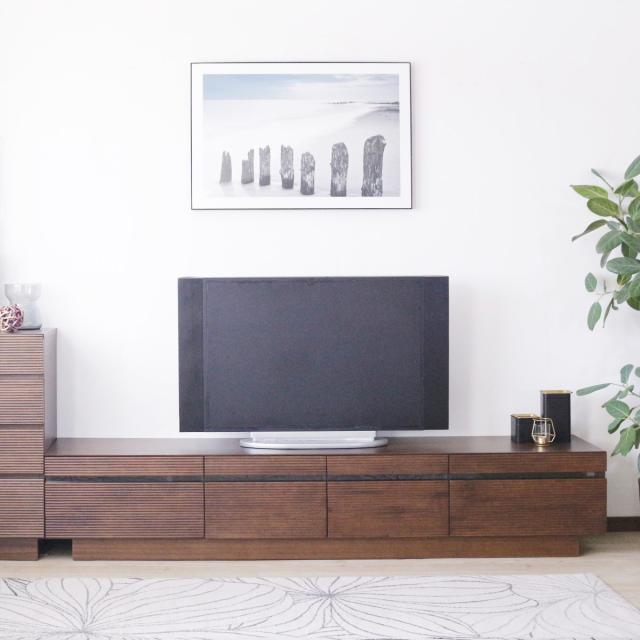 テレビ台 幅212cm 背面化粧 リモコンOK 天然木 完成品 （ ローボード 引出し ラック 棚 収納 フロート風 リビングボード フルオープンレール ナチュラル ウォールナット ）_15