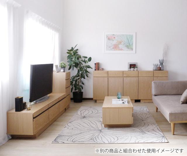 テレビ台 幅212cm 背面化粧 リモコンOK 天然木 完成品 （ ローボード 引出し ラック 棚 収納 フロート風 リビングボード フルオープンレール ナチュラル ウォールナット ）_18