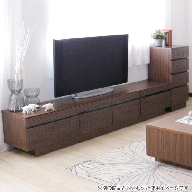 テレビ台 幅212cm 背面化粧 リモコンOK 天然木 完成品 （ ローボード 引出し ラック 棚 収納 フロート風 リビングボード フルオープンレール ナチュラル ウォールナット ）_6