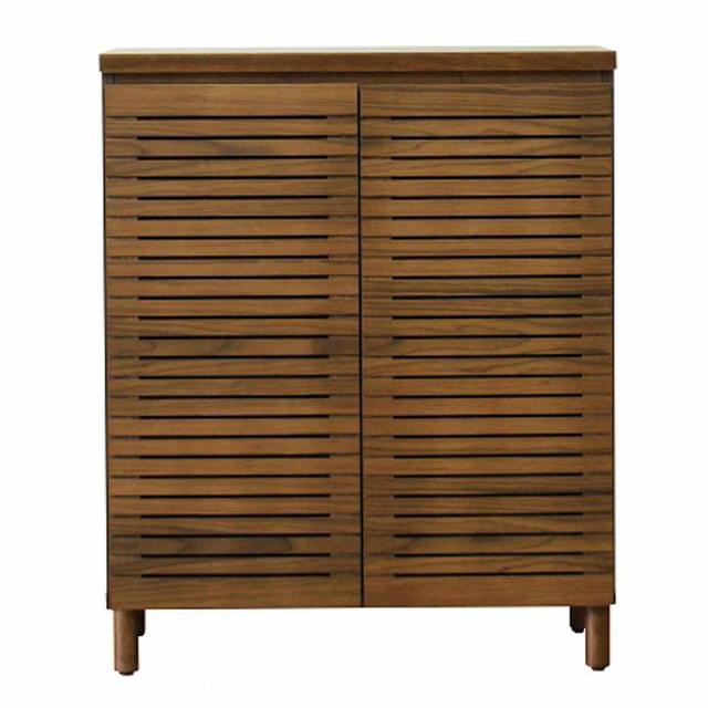 キャビネット　収納家具　シューズボックス　格子　天然木 シューズキャビネット ロータイプ 幅80cm 約15足収納 天然木
