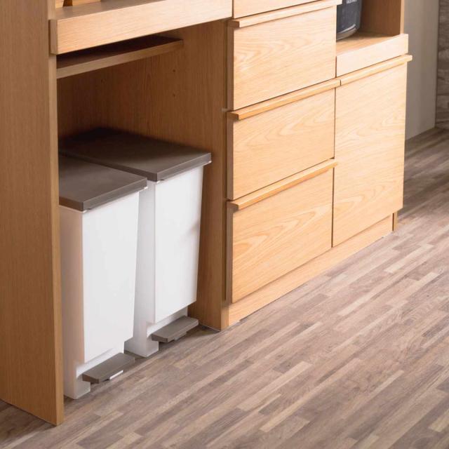 キッチンカウンター 幅140cm メラミン天板 天然木 完成品 （ カウンター キッチン 収納 フルスライドレール 木製 リビングボード ゴミ箱上 引き出し 4段 5杯 可動棚 ソフトクローズ シンプル ）