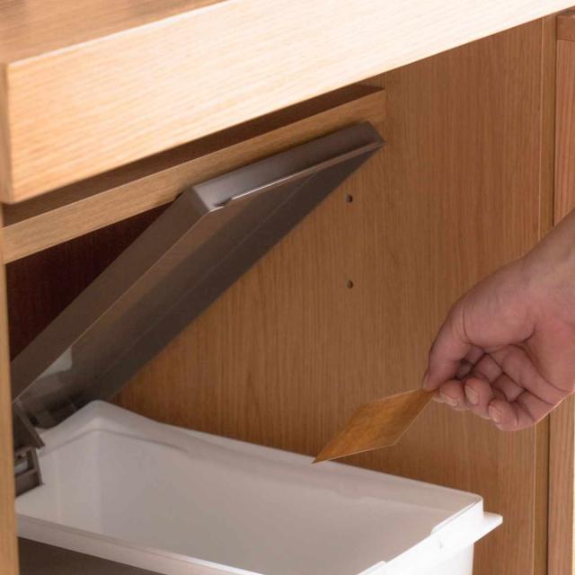 キッチンカウンター 幅140cm メラミン天板 天然木 完成品 （ カウンター キッチン 収納 フルスライドレール 木製 リビングボード ゴミ箱上 引き出し 4段 5杯 可動棚 ソフトクローズ シンプル ）