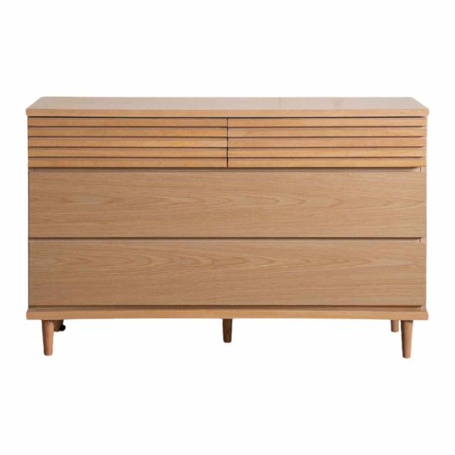 チェスト 幅120cm 3段4杯 脚付き ルーバーデザイン 完成品 （ 棚 ラック 収納 引き出し お掃除ロボット対応 リビングボード フルスライドレール 4杯 衣類収納 ルーバー シンプル ）_9