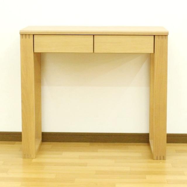 パソコンデスク 幅80cm （ デスク 机 PCデスク 勉強机 学習机 コンパクトデスク スリム 薄型 奥行40cm 木製 リビングデスク 木製デスク 平机 引き出し 収納 PC 作業 化粧台 リビング 学習 シンプルデスク 引出し 切り欠き加工 ）