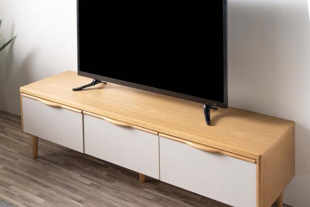 テレビ台 ローボード 幅149.6cm 引き出し 脚付き お掃除ロボット対応 おしゃれ （ AVボード 棚 天然木突板 完成品 フルスライドレール リビングボード 収納 家具 ナチュラル グレージュ バイカラー 背面化粧 ）_16