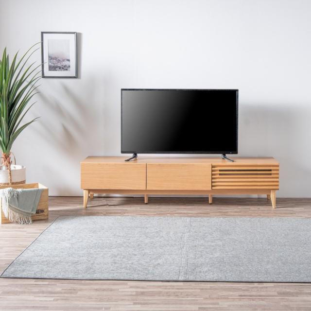 テレビ台 ローボード 幅179.2cm ルーバー おしゃれ お掃除ロボット対応 引き出し （ TV台 テレビボード 棚 リモコン操作可能 天然木突板 リビングボード 収納 家具 フルスライドレール ナチュラル ）_3