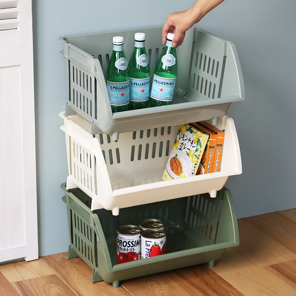 積み重ねバスケット バスケット 前開き プラスチック 日本製 同色2個セット ストッカー 収納 収納ボックス ケース ボックス 積み重ね の通販はau Pay マーケット リビングート