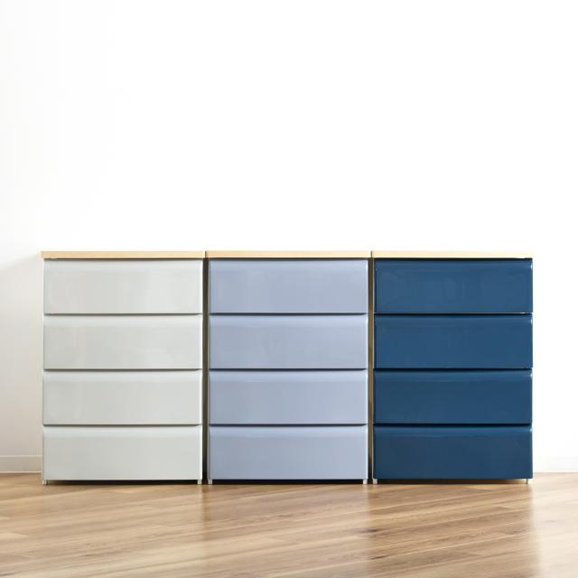 チェスト 4段 幅56.2×奥行40×高さ80.7cm 木目調天板 （ 収納