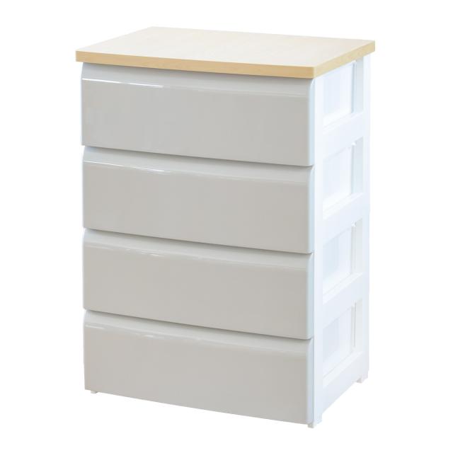 チェスト 4段 幅56.2×奥行40×高さ80.7cm 木目調天板 （ 収納