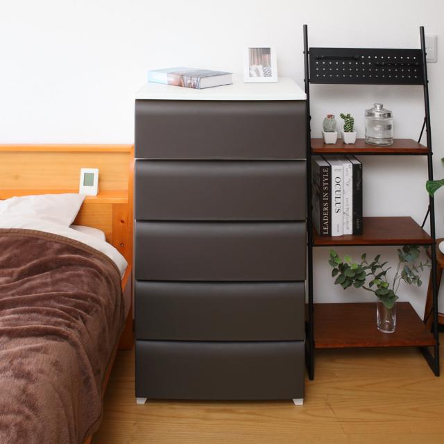 チェスト 5段 幅54cm ノーデュス ワイド プラスチック （ 収納ケース 引き出し 脚付き 収納 タンス ホコリが入りにくい 衣装ケース 収納ボックス 日本製 プラスチックチェスト 収納チェスト おしゃれ 簡単組立 リビングチェスト ）