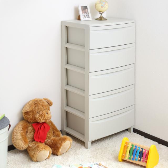 チェスト 5段 Roocent（ルーセント）幅54×奥行42×高さ102.7cm 脚付き （ 収納ケース 引き出し 収納 タンス プラスチック 洋服 衣類 収納チェスト リビングチェスト 衣類収納 おしゃれ 簡単組立 クローゼット 五段 引出し ）