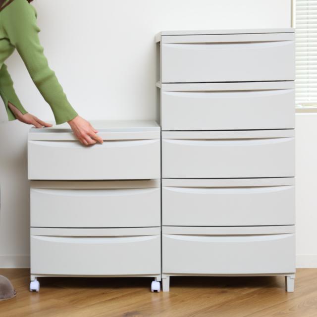 チェスト 5段 Roocent（ルーセント）幅54×奥行42×高さ102.7cm 脚付き （ 収納ケース 引き出し 収納 タンス プラスチック 洋服 衣類 収納チェスト リビングチェスト 衣類収納 おしゃれ 簡単組立 クローゼット 五段 引出し ）