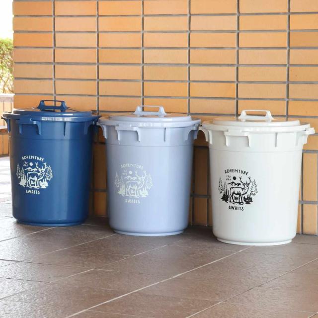 ゴミ箱 45L カラーペール アースカラー （ ごみ箱 45リットル 大容量 ふた付き 屋外 丸型 ペール 分別 収納 外用ゴミ箱 大きい 筒型 ストック 清掃用品 アウトドア用品 DIY用品 園芸用品 おしゃれ ）