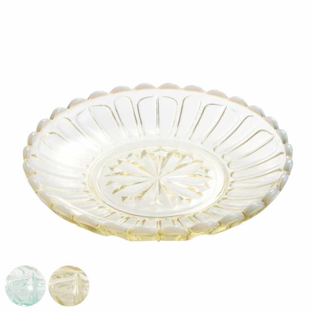 廣田硝子 デザートトレー 雪の花 同色6個セット （ ガラス 日本製 ブルー 古代色 デザート 食器 器 うつわ デザート食器 中皿 プレート おしゃれ かわいい レトロ デザート皿 フルーツ皿 ガラスプレート フルーツ スイーツ お菓子 ）