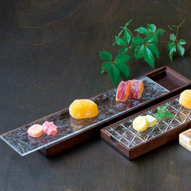 廣田硝子 皿 江戸切子 （ ガラス 日本製 お皿 プレート 桐 木製 角型 長方形 食器 小物入れ ケース おしゃれ 和モダン スタイリッシュ シンプル モダン インテリア ）_4