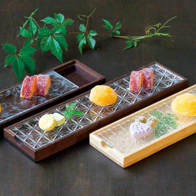 廣田硝子 皿 江戸切子 （ ガラス 日本製 お皿 プレート 桐 木製 角型 長方形 食器 小物入れ ケース おしゃれ 和モダン スタイリッシュ シンプル モダン インテリア ）