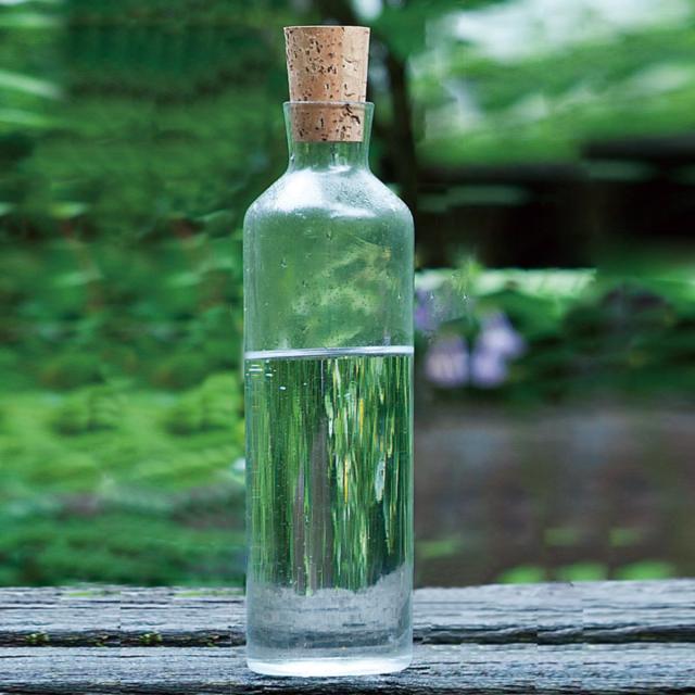 廣田硝子 ピッチャー 720ml 潤 ライン コルク栓 （ ガラス 日本製 花瓶 フラワーベース ポット ボトル シンプル おしゃれ 透明ガラス ）