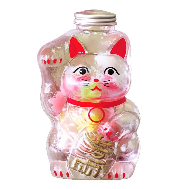 廣田硝子 保存容器 招き猫 菓子びん 小 （ キャニスター キャンディーポット ガラス容器 小物入れ ガラスポット 日本製 蓋つき 手描き 飴 アメ お菓子 小物 乾物 ナッツ かわいい ギフト プレゼント 商売繁盛 ）_3