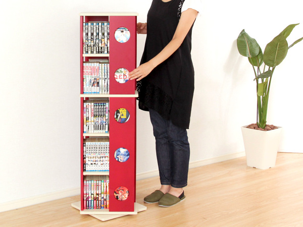 回転コミックラック 幅34cm 5段 ブックシェルフ 本棚 高さ119.5cm