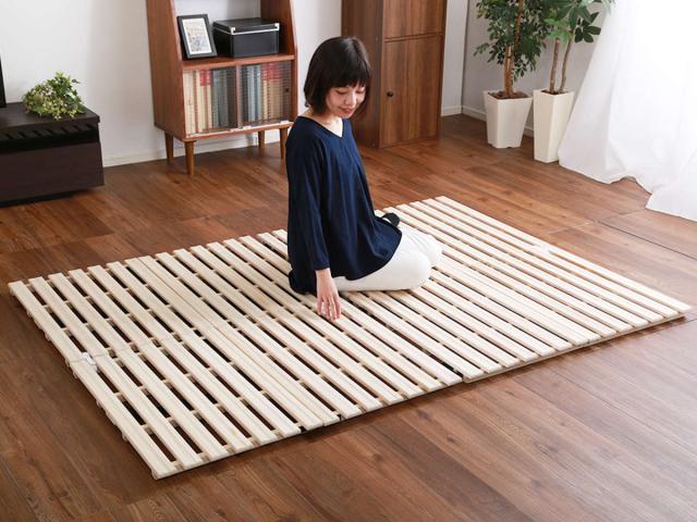 すのこベッド セミダブル 2つ折り式 桐 桐すのこ セミダブルサイズ スノコベッド （ すのこ スノコ マット 折りたたみ すのこマット すのこベット ベッド 折りたたみベッド 除湿 湿気 カビ ダニ 対策 折り畳み 布団干し ）_18