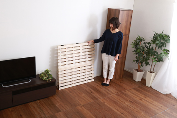 すのこベッド セミダブル 2つ折り式 桐 桐すのこ セミダブルサイズ スノコベッド （ すのこ スノコ マット 折りたたみ すのこマット すのこベット ベッド 折りたたみベッド 除湿 湿気 カビ ダニ 対策 折り畳み 布団干し ）_9