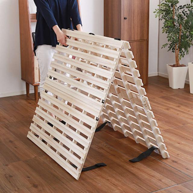 すのこベッド ダブル 2つ折り式 桐 桐すのこ ダブルサイズ スノコベッド （ すのこ スノコ マット 折りたたみ すのこマット すのこベット ベッド 折りたたみベッド ベット 除湿 湿気 カビ ダニ 対策 折り畳み 布団干し ）の通販は