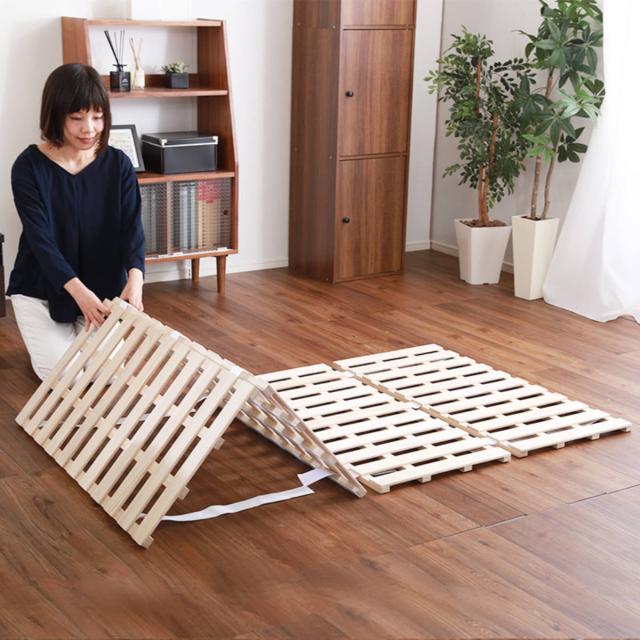 すのこベッド シングル 4つ折り式 桐 桐すのこ シングルサイズ スノコベッド （ すのこ スノコ マット 折りたたみ すのこマット すのこベット ベッド 折りたたみベッド ベット 除湿 湿気 カビ ダニ 対策 折り畳み 布団干し ）の通販は