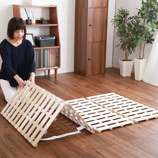 すのこベッド ダブル 4つ折り式 桐 桐すのこ ダブルサイズ スノコベッド （ すのこ スノコ マット 折りたたみ すのこマット すのこベット ベッド 折りたたみベッド ベット 除湿 湿気 カビ ダニ 対策 折り畳み 布団干し ）_16