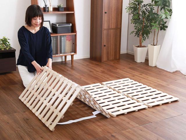 すのこベッド ダブル 4つ折り式 桐 桐すのこ ダブルサイズ スノコベッド （ すのこ スノコ マット 折りたたみ すのこマット すのこベット ベッド 折りたたみベッド ベット 除湿 湿気 カビ ダニ 対策 折り畳み 布団干し ）_17