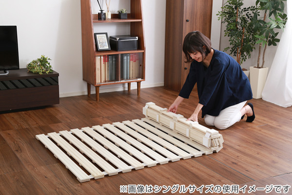 すのこベッド セミダブル ロール式 桐 桐すのこ セミダブルサイズ スノコベッド （ すのこ スノコ マット ロール すのこマット すのこベット ベッド 折りたたみベッド ベット 除湿 湿気 カビ ダニ 対策 折りたたみ ）_8