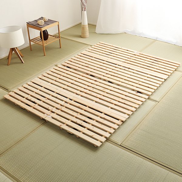 すのこベッド ダブル 2つ折り 檜 木製 天然木 ひのき すのこ ベッド 折りたたみ 収納 （ 二つ折り 折りたたみベッド すのこマット ベット ヒノキ 除湿 すのこベット スノコベッド 湿気 カビ ダニ 対策 折り畳み ）_15