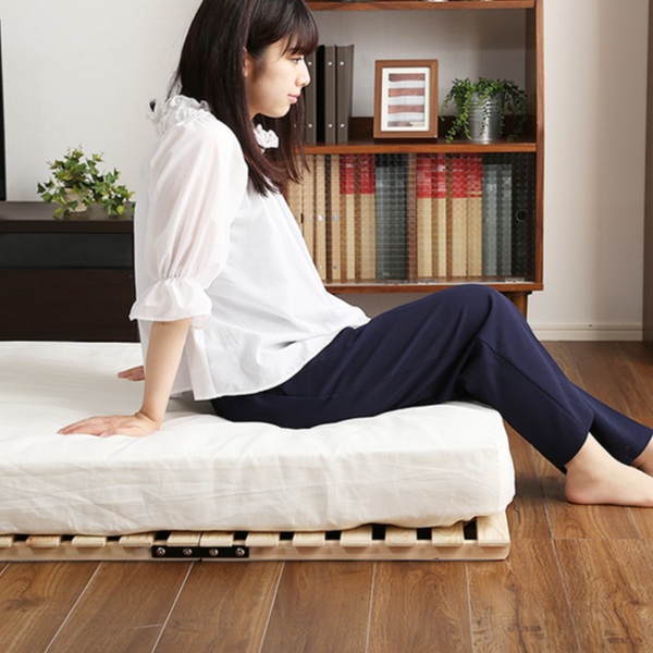 すのこベッド ダブル 2つ折り 檜 木製 天然木 ひのき すのこ ベッド 折りたたみ 収納 （ 二つ折り 折りたたみベッド すのこマット ベット ヒノキ 除湿 すのこベット スノコベッド 湿気 カビ ダニ 対策 折り畳み ）_4