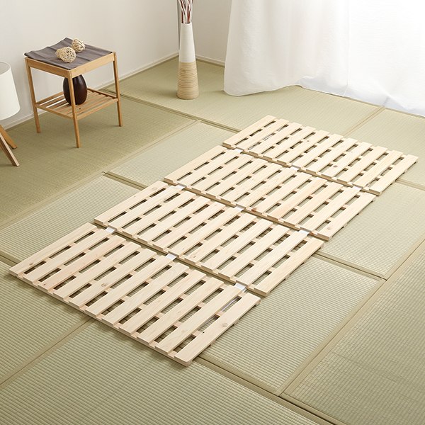 すのこベッド シングル 4つ折り 檜 木製 天然木 ひのき すのこ ベッド 折りたたみ 収納 （ 四つ折り 折りたたみベッド すのこマット ベット ヒノキ 除湿 すのこベット スノコベッド 湿気 カビ ダニ 対策 折り畳み ）_4