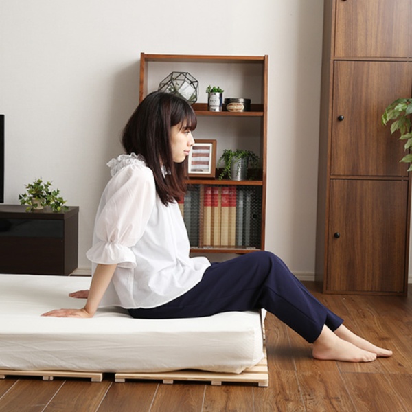 すのこベッド シングル 4つ折り 檜 木製 天然木 ひのき すのこ ベッド 折りたたみ 収納 （ 四つ折り 折りたたみベッド すのこマット ベット ヒノキ 除湿 すのこベット スノコベッド 湿気 カビ ダニ 対策 折り畳み ）_7