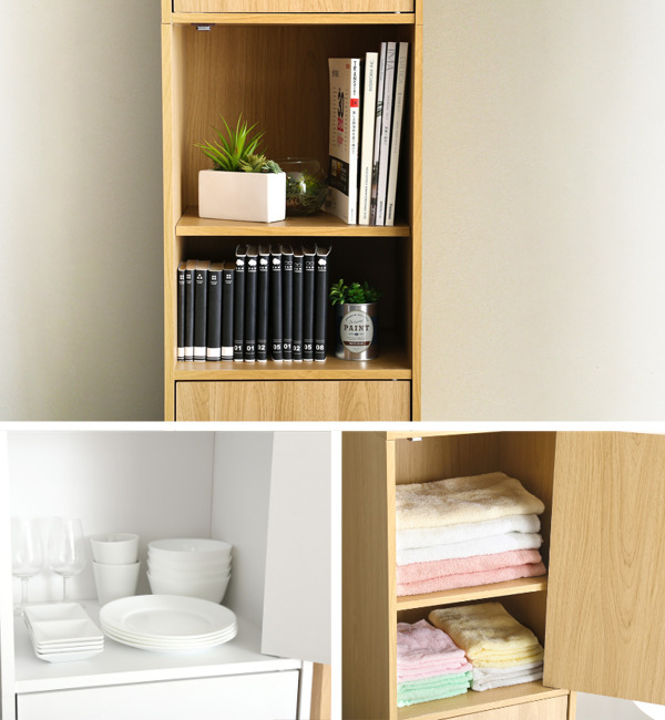 カラーボックス 幅41cm 3枚扉 6段 ブックシェルフ A4対応