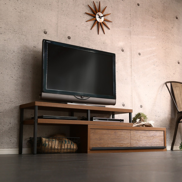 テレビ台 伸縮 ローボード ヴィンテージ調 奥行きスリム 幅100.5〜190cm （ テレビラック TV台 TVボード 伸縮型 スリムタイプ コーナー リビング収納 TVラック 収納 ラック コーナー置き 木目 スチール脚 おしゃれ ）_15