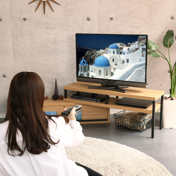 テレビ台 伸縮 ローボード ヴィンテージ調 奥行きスリム 幅100.5〜190cm （ テレビラック TV台 TVボード 伸縮型 スリムタイプ コーナー リビング収納 TVラック 収納 ラック コーナー置き 木目 スチール脚 おしゃれ ）_9