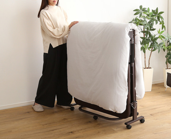 折りたたみベッド シングル 高反発 ウレタン キャスター 収納 折りたたみ ベッド （ ベット 折り畳み 折り畳みベッド シングルベッド パイプベッド マットレス 来客用 簡易ベッド 2つ折り 布団干し ）_12