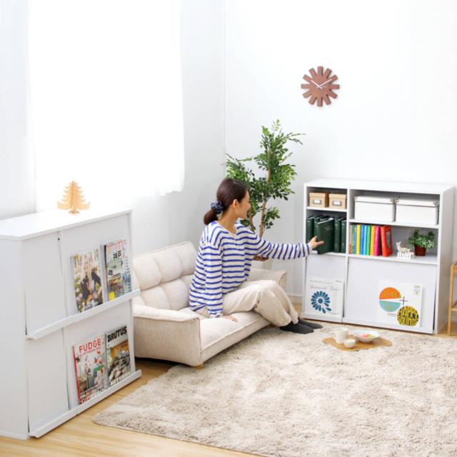 ディスプレイラック 幅92cm 2台組 フラップ扉 積み重ね対応 （ ラック シェルフ 収納 本棚 棚 飾り棚 リビング収納 2台セット 積み重ね A4 家具 多目的ラック ナチュラル ダークブラウン ホワイト ）_18