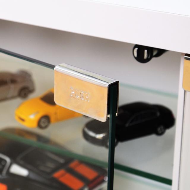 コレクションラック 幅90cm ワイド ロー 浅型 ショーケース （ ウィスキー棚 ラック コレクション ガラスキャビネット ガラス棚板 キャビネット ディスプレイ ガラス 可動棚 収納 ホワイト ダークブラウン ）_11