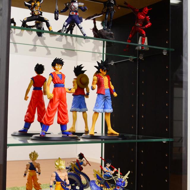 コレクションラック 幅90cm ワイド ロー 浅型 ショーケース （ ウィスキー棚 ラック コレクション ガラスキャビネット ガラス棚板 キャビネット ディスプレイ ガラス 可動棚 収納 ホワイト ダークブラウン ）_18