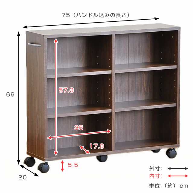 すき間収納 押入れラック 2台組 キャスター付 奥行75cm （ 収納 隙間 ...