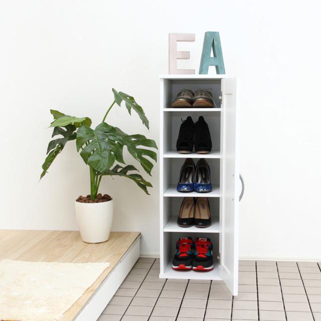 シューズラック 省 スペース 高さ90cm ミラー付き （ 下駄箱 靴棚 5段