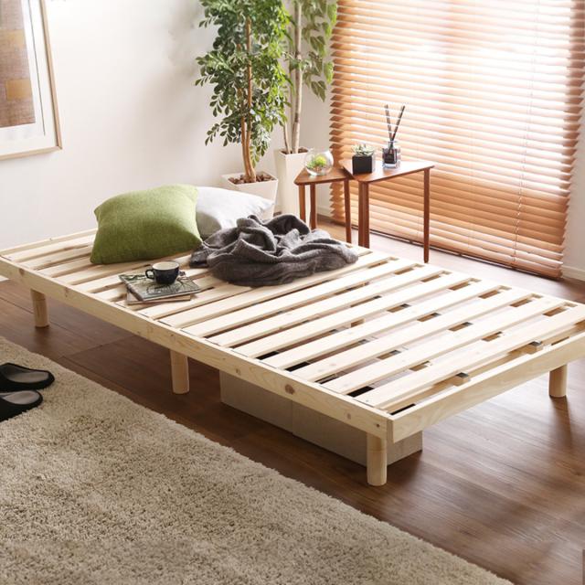ベッド シングル すのこ 国産檜 Pierna ピエルナ 調湿効果 （ ベット フレーム スノコ すのこベッド ひのき フレームのみ 高さ調節 ノンホルムアルデヒド 北欧風 ナチュラル シンプル おしゃれ 天然木 ）