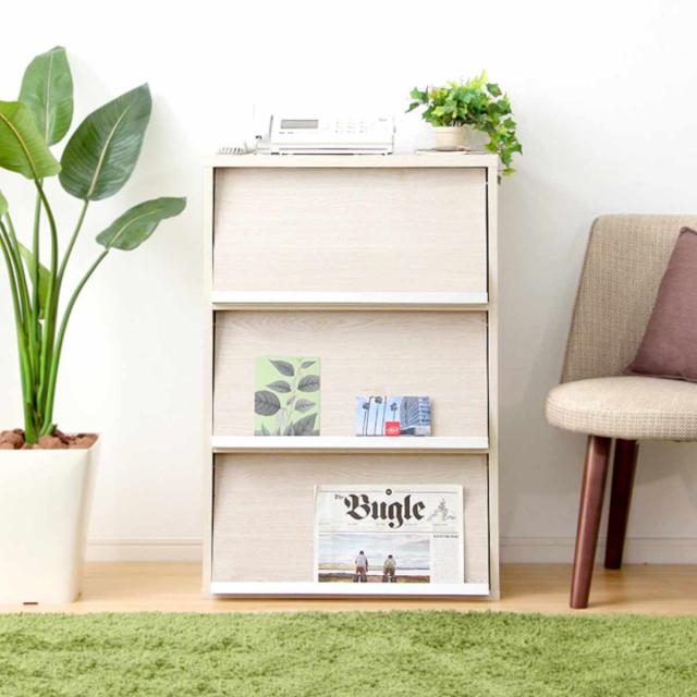 収納ラック 幅59cm フラップ扉 3枚タイプ 北欧風 組合せ家具 DEALS （ ラック 組み合わせ 棚 収納 家具 3段 リビング マガジンラック 連結 ウォールナット ホワイトオーク シンプル ）_6