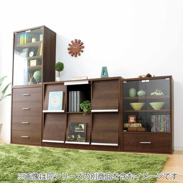 収納ラック 幅114.5cm フラップ扉 6枚タイプ 北欧風 組合せ家具 DEALS （ ラック 棚 組合せ 家具 収納 A4対応 マガジンラック 雑誌 衣類 ウォールナット ホワイトオーク シンプル ）_8