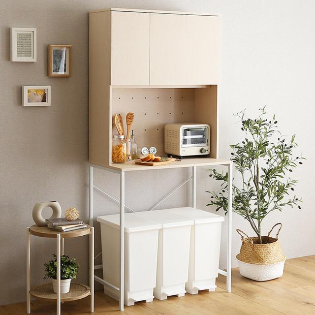 キッチンラック 北欧風 ゴミ箱収納ラック 幅88cm （ ゴミ箱上収納 収納