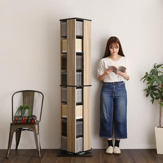 回転式 コミックラック 8段 ブックシェルフ 高さ181cm （ 本棚 回転