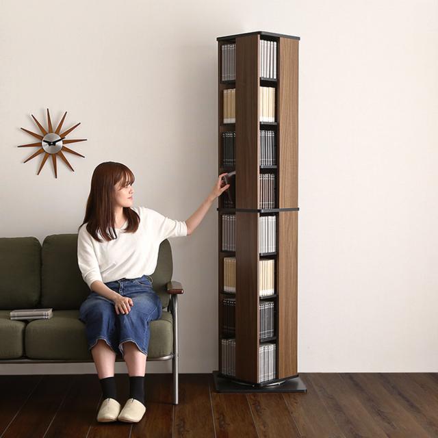 回転式 コミックラック 8段 ブックシェルフ 高さ181cm （ 本棚 回転